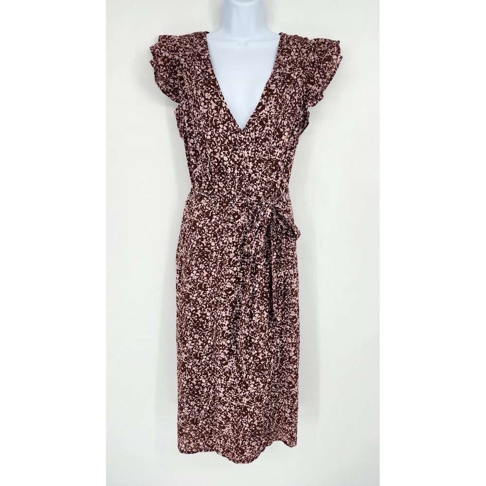 Earthy Indie Burgundy Boho Fall Faux Wrap Dress Size XXL Cottage Romantic Brunch